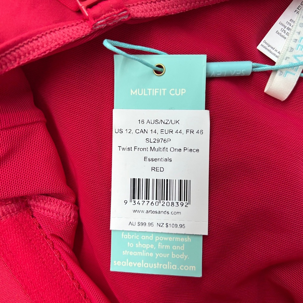NEW Sea Level Australia Twist Front Multifit One Piece Swimsuit Womens 12 US Red - Picture 4 of 9